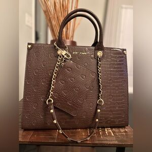 Betsey Johnson croc skull tote